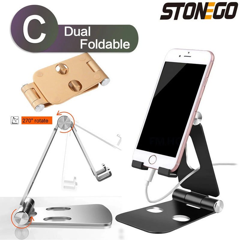 Stonego dobrável metal desktop suporte do telefone móvel para ipad iphone xiaomi huawei samsung tablet mesa celular portátil titular