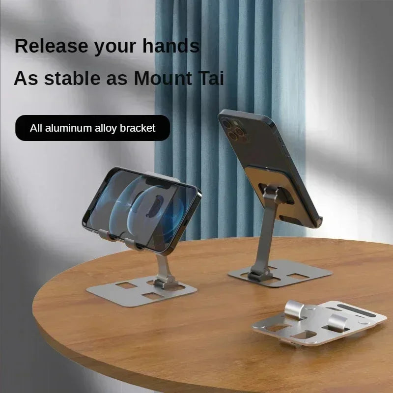 Suporte dobrável para celular, universal, liga de alumínio, tablet, suporte de metal para iphone 15 14 13 12 pro max, samsung, xiaomi