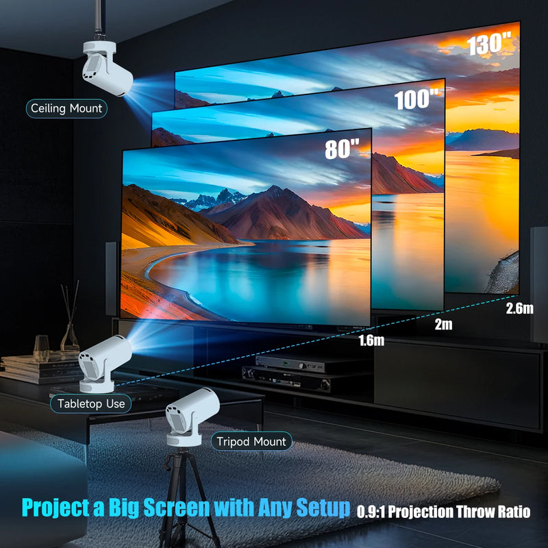 Magcubic 4K HY300 Pro + Projetor Construído em 5W Alto-falante 1280*720P Android 11 8000 Lumens Wifi6 BT5.4 Projetor Portátil ao ar livre