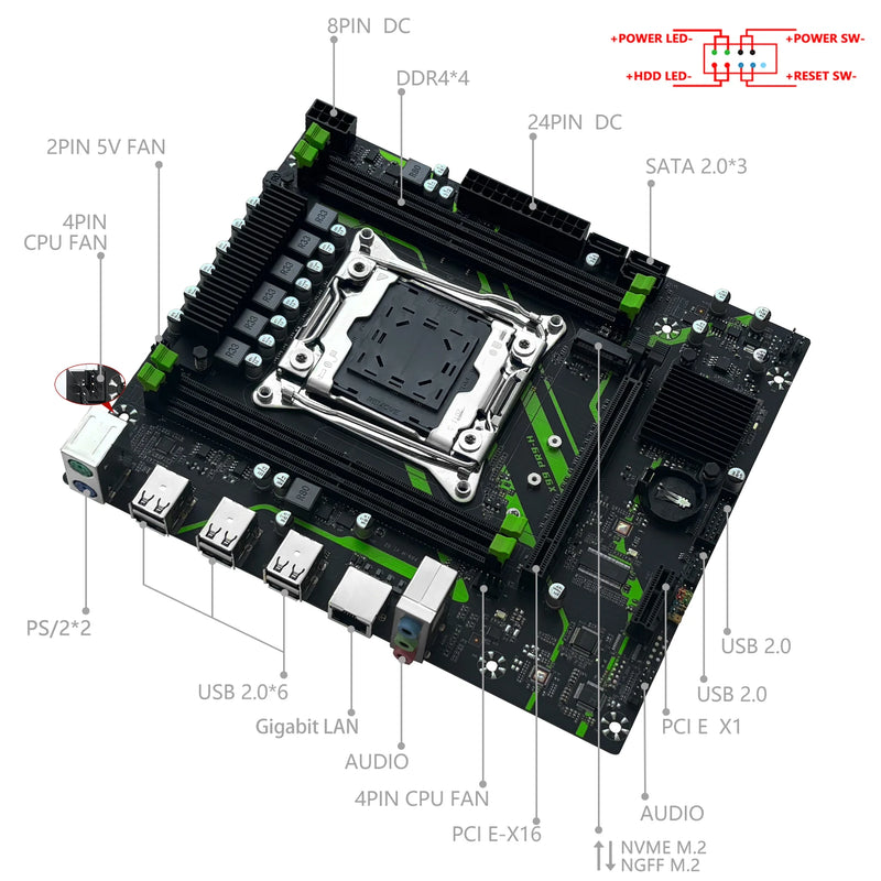 Kit conjunto de placa-mãe MACHINIST X99 PR9-H com CPU Intel LGA2011-3 Xeon E5 2650 V4 + DDR4 1*16GB 2133MHz Memória RAM NVME M.2 SATA