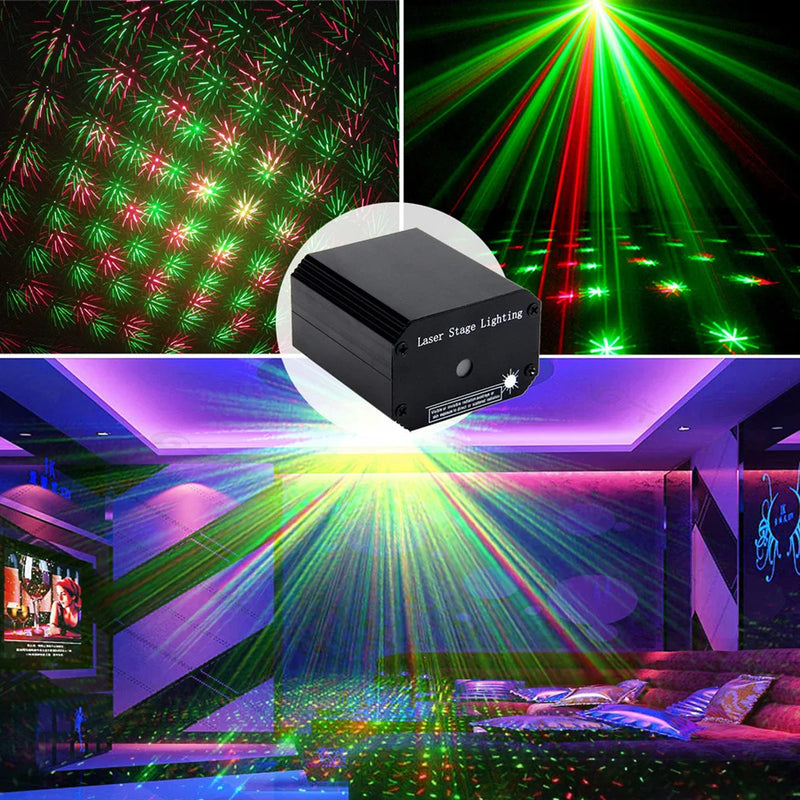 Portátil mini 2in1 led luz de palco dj discoteca luz projetor luzes laser som ativado flash luz para festa de casamento natal