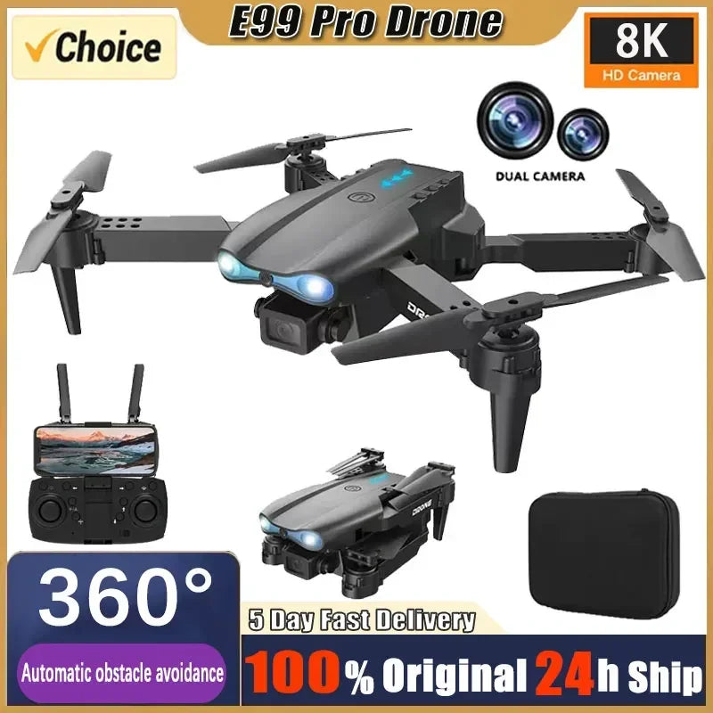 Novo e99 pro drones gps profissional 8k com câmera hd fpv 5g wifi motor sem escova dobrável rc quadcopter evitar obstáculos dron