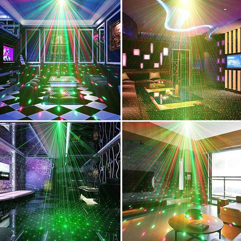 Portátil mini 2in1 led luz de palco dj discoteca luz projetor luzes laser som ativado flash luz para festa de casamento natal