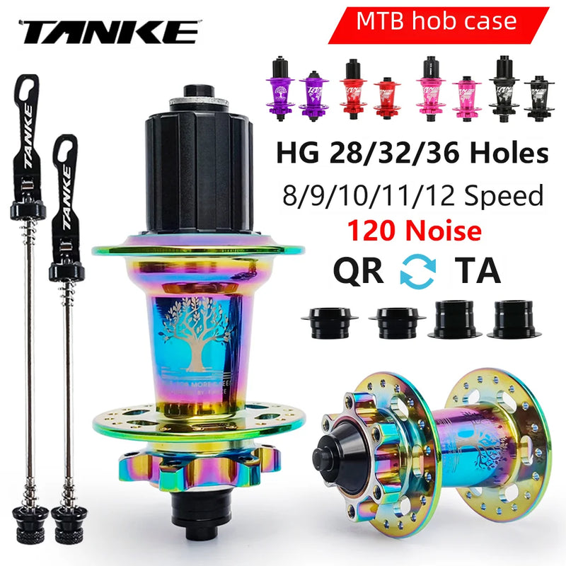 Tanke 120 clique hub 6 rolamento mtb mountain bike hub dianteiro traseiro 28 32 36 furos qr através do eixo troca freio a disco cubos de bicicleta hg