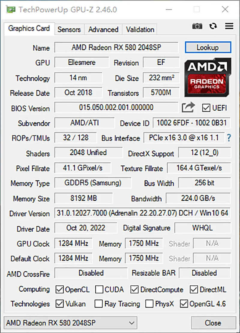 MLLSE AMD RX 580 8GB 2048SP Placa gráfica para jogos GDDR5 256Bit PCI-E 3.0 × 16 8Pin Radeon GPU Rx 580 Placa de vídeo Placa De vídeo