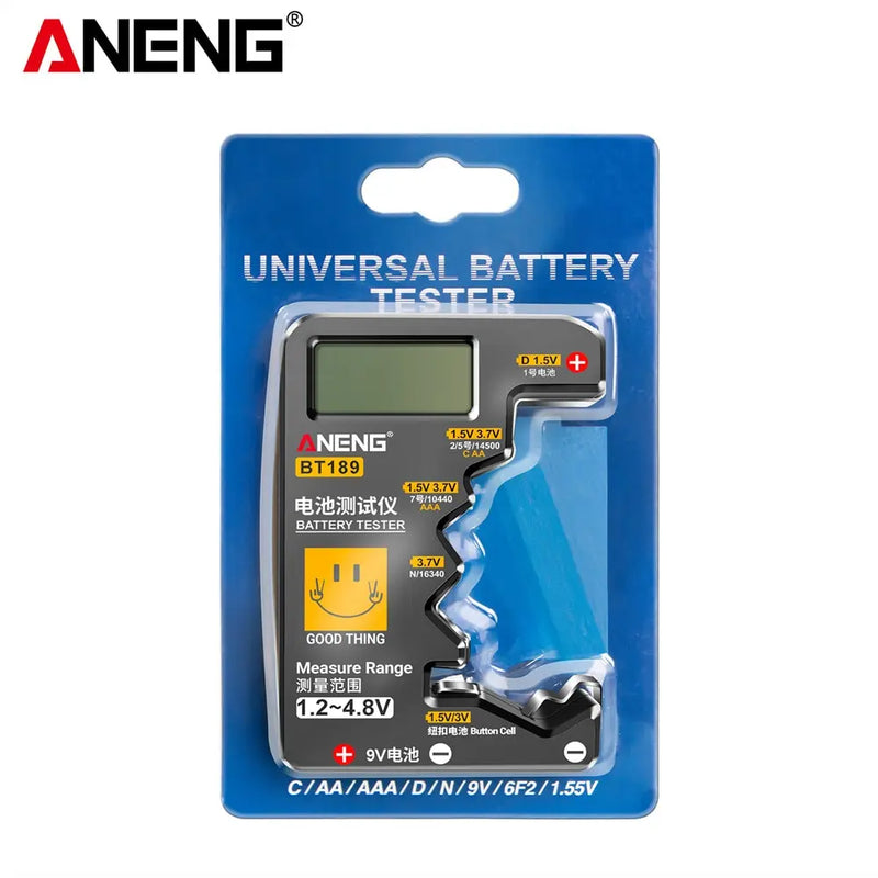Aneng bt189 testador de bateria de célula de botão 9v n d c aa aaa universal doméstico display lcd testador de bateria detectores de banco de potência ferramentas
