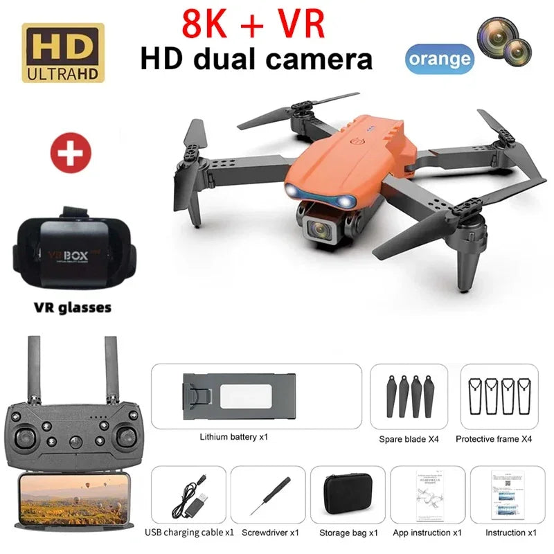 Novo e99 pro drones gps profissional 8k com câmera hd fpv 5g wifi motor sem escova dobrável rc quadcopter evitar obstáculos dron