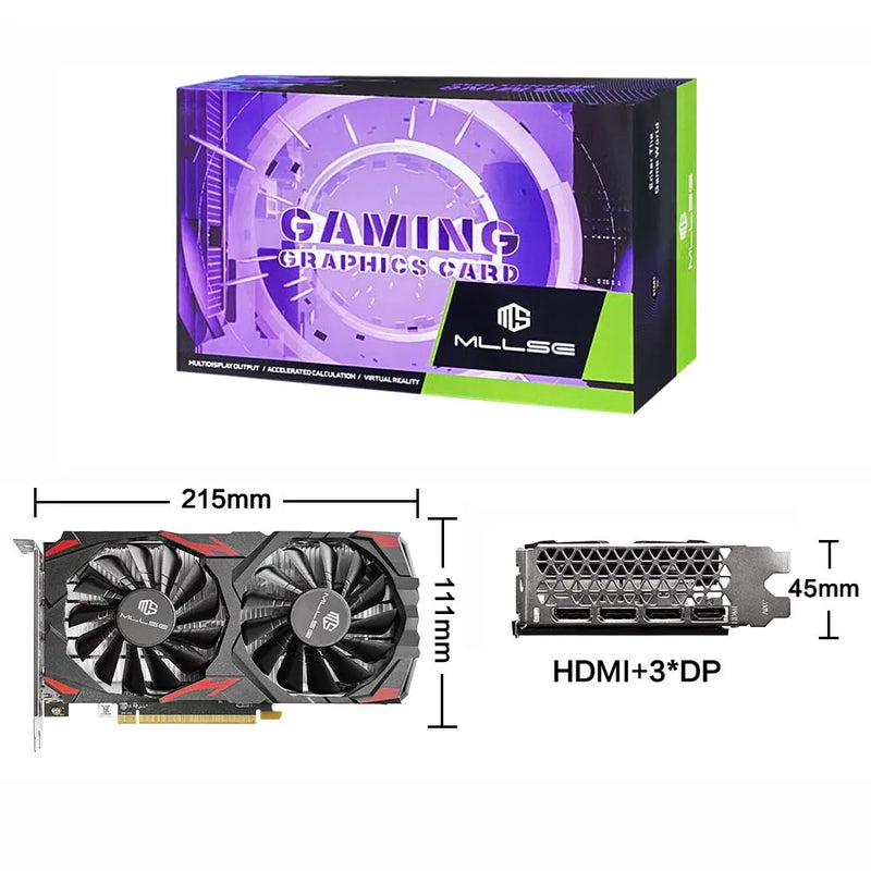 MLLSE AMD RX 580 8GB 2048SP Placa gráfica para jogos GDDR5 256Bit PCI-E 3.0 × 16 8Pin Radeon GPU Rx 580 Placa de vídeo Placa De vídeo