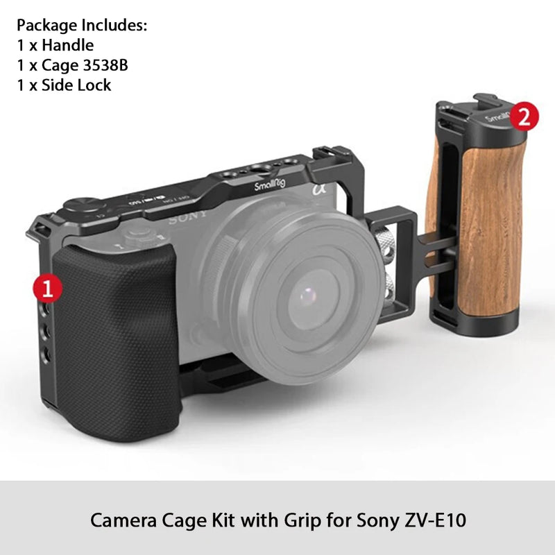 Smallrig para gaiola Sony ZV-E10 com aperto de silicone e placa de liberação rápida integrada para kit de equipamento de gaiola Arca-Swiss com sapata fria 3538