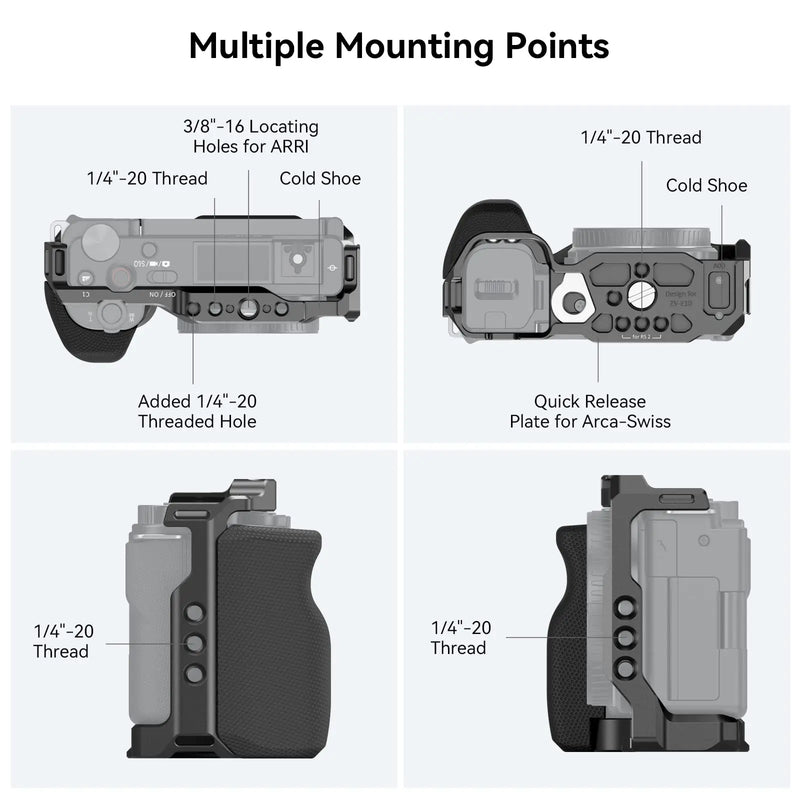 Smallrig para gaiola Sony ZV-E10 com aperto de silicone e placa de liberação rápida integrada para kit de equipamento de gaiola Arca-Swiss com sapata fria 3538