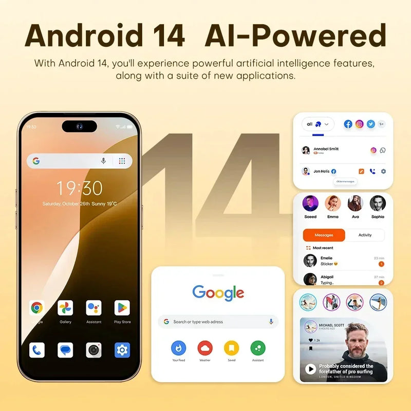 2025 smartphone 22gb + 2tb para 7.3 polegadas i16 pro max tela cheia 4g 5g telefone celular 8000mah telefones celulares versão global