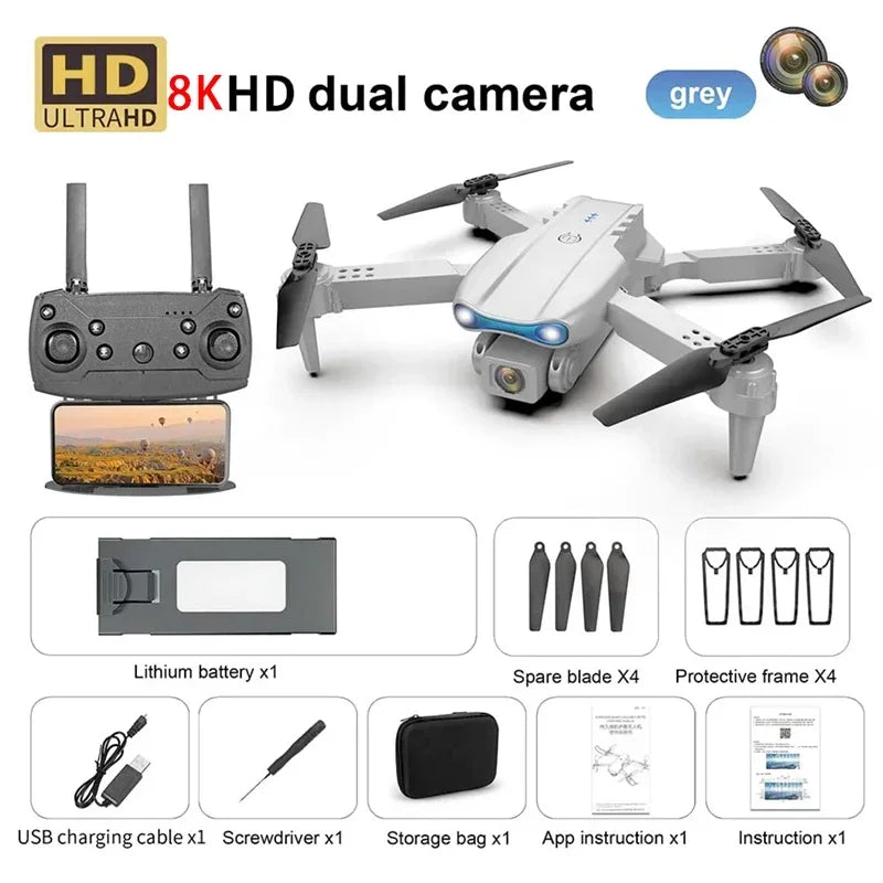 Novo e99 pro drones gps profissional 8k com câmera hd fpv 5g wifi motor sem escova dobrável rc quadcopter evitar obstáculos dron