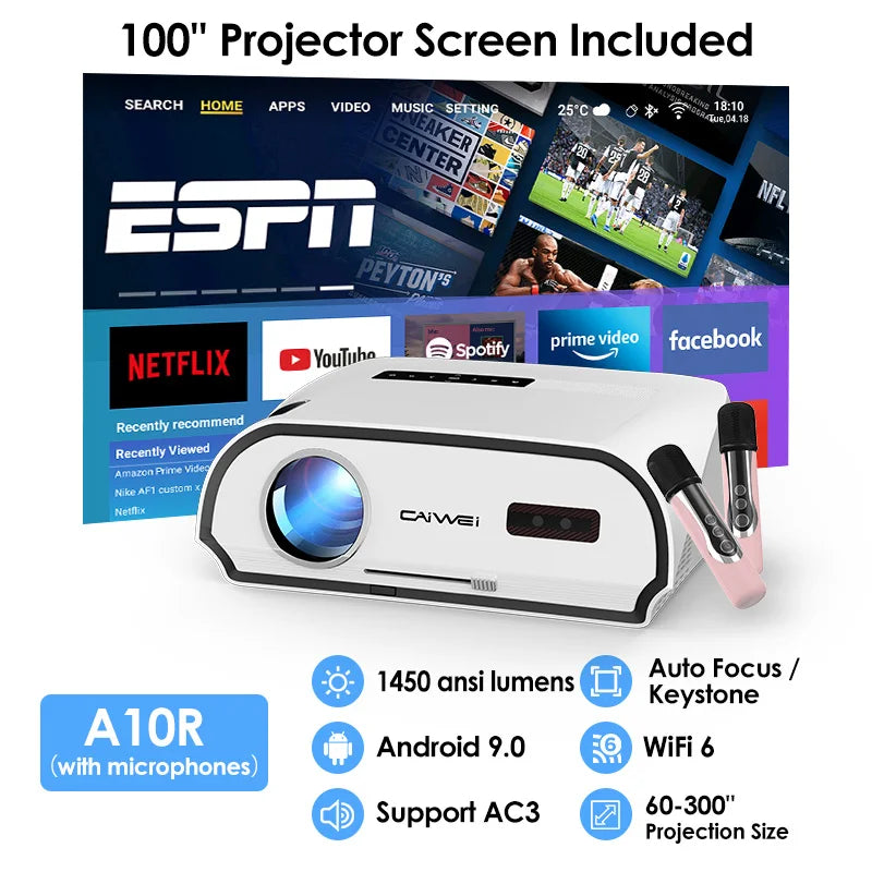 Projetor 4K Ultra HD com sistema de karaokê Experiência a laser Cinema em casa Projetores de filmes ao ar livre 15000 lúmens