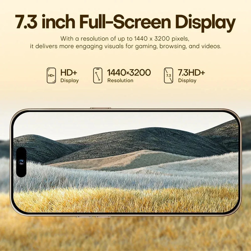 2025 smartphone 22gb + 2tb para 7.3 polegadas i16 pro max tela cheia 4g 5g telefone celular 8000mah telefones celulares versão global