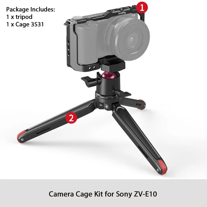 Smallrig para gaiola Sony ZV-E10 com aperto de silicone e placa de liberação rápida integrada para kit de equipamento de gaiola Arca-Swiss com sapata fria 3538