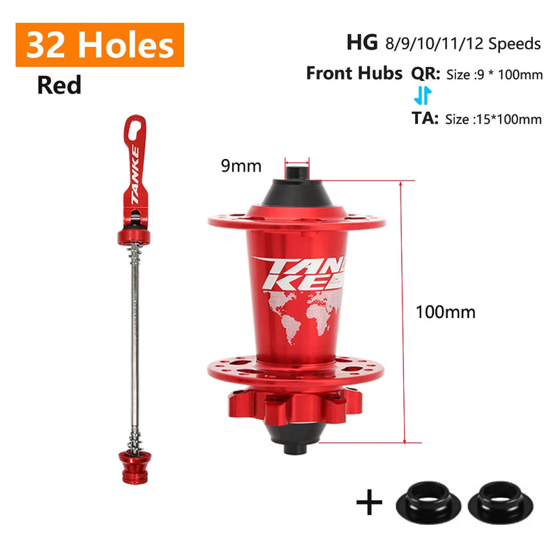 Tanke 120 clique hub 6 rolamento mtb mountain bike hub dianteiro traseiro 28 32 36 furos qr através do eixo troca freio a disco cubos de bicicleta hg
