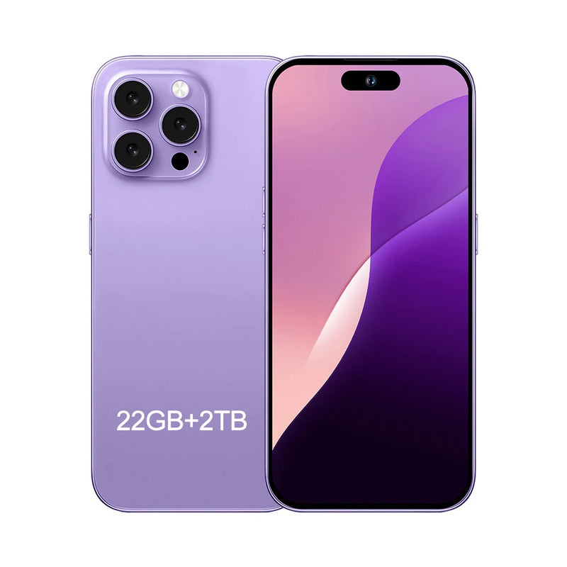 2025 smartphone 22gb + 2tb para 7.3 polegadas i16 pro max tela cheia 4g 5g telefone celular 8000mah telefones celulares versão global