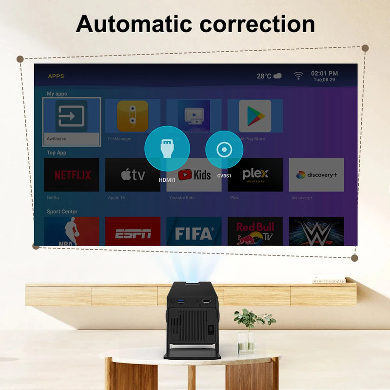 Polaring p50mini projetor android h713 chip 5g wifi bt 350ansi cinema casa keystone hdmi projetor 1080p 4k h713