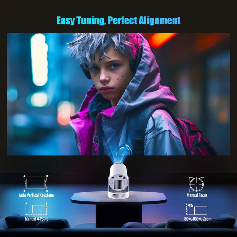 Magcubic 4K HY300 Pro + Projetor Construído em 5W Alto-falante 1280*720P Android 11 8000 Lumens Wifi6 BT5.4 Projetor Portátil ao ar livre