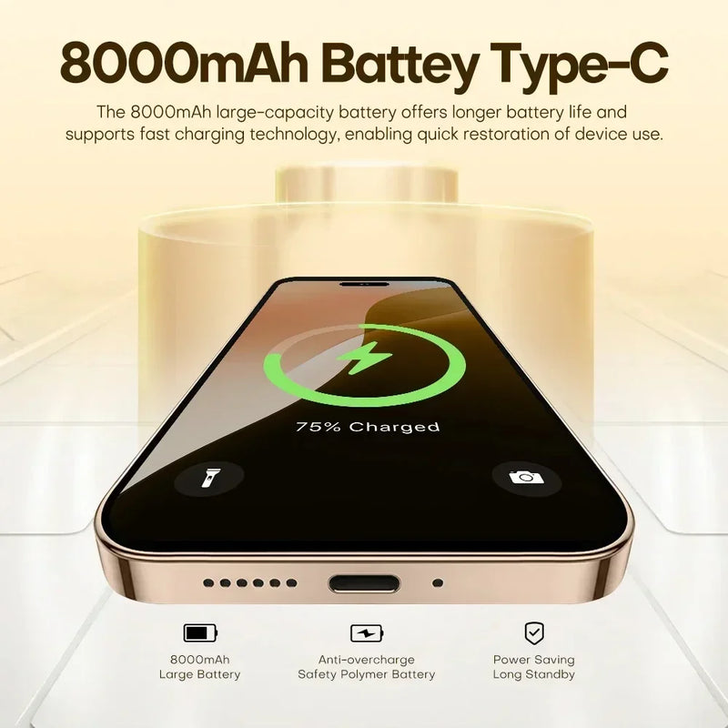 2025 smartphone 22gb + 2tb para 7.3 polegadas i16 pro max tela cheia 4g 5g telefone celular 8000mah telefones celulares versão global