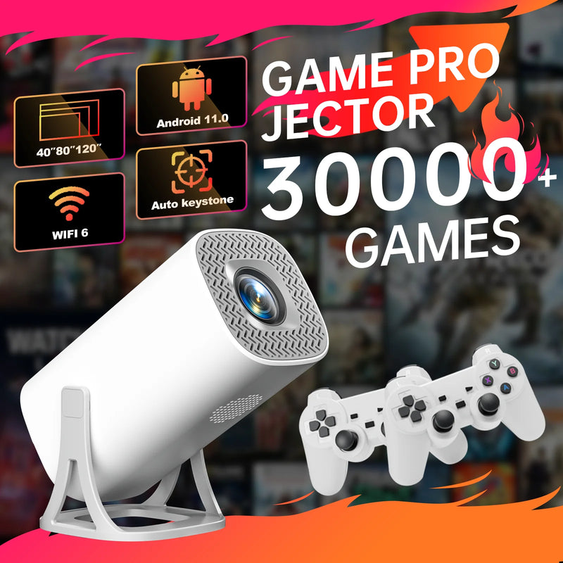 S40MAX Android 11 Projetor de jogos 64GB Cartão TF Controlador de jogos sem fio Dual WIFI 1280*720P Projetor portátil de home theater