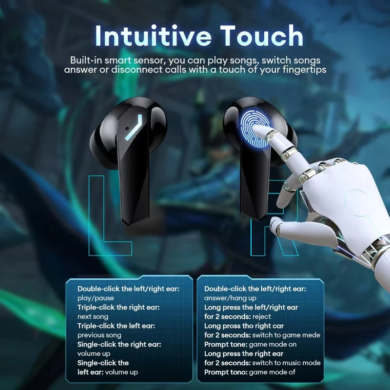 Nova lenovo xt53 atualização sem fio bluetooth 5.4 fones de ouvido led display digital à prova dwaterproof água baixa latência jogos