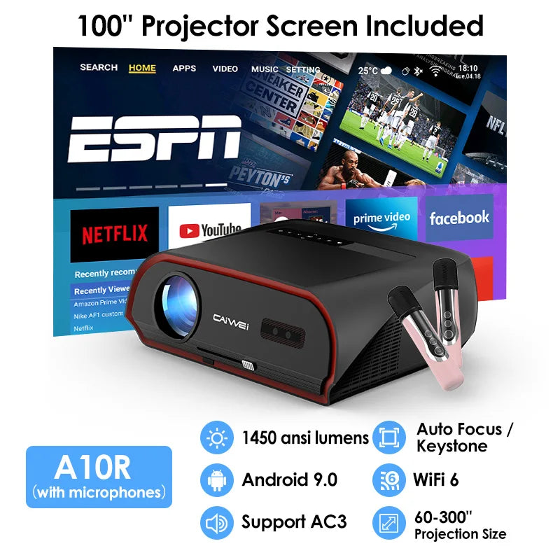 Projetor 4K Ultra HD com sistema de karaokê Experiência a laser Cinema em casa Projetores de filmes ao ar livre 15000 lúmens