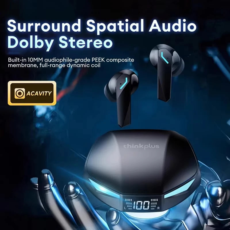 Nova lenovo xt53 atualização sem fio bluetooth 5.4 fones de ouvido led display digital à prova dwaterproof água baixa latência jogos