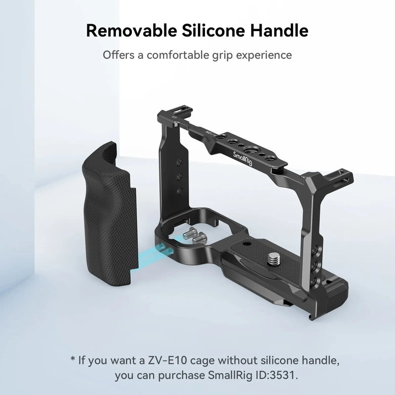 Smallrig para gaiola Sony ZV-E10 com aperto de silicone e placa de liberação rápida integrada para kit de equipamento de gaiola Arca-Swiss com sapata fria 3538