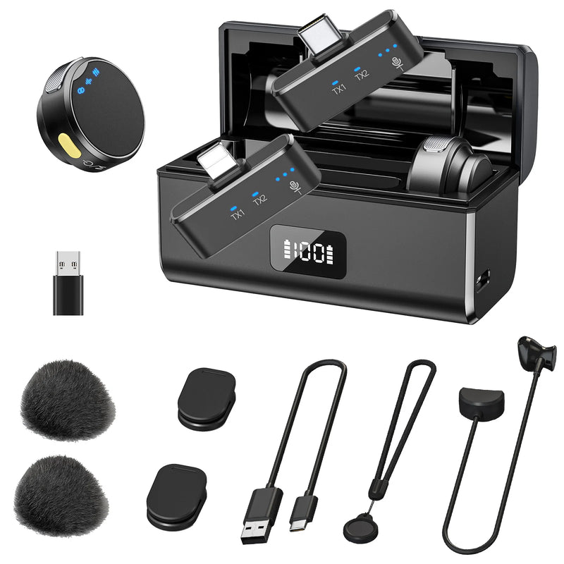 Microfone Sem Fio Para Telefone, Lavalier Profissional, Redução De Ruído, Caixa De Carregamento, Magnética, 100m