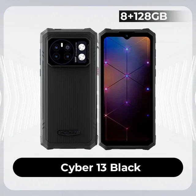 Novo smartphone hotwav cyber 13 android 14 8gb + 128gb 10800mah smartphone 16mp + 64mp câmera luz de acampamento 6.6 "hd nfc celulares